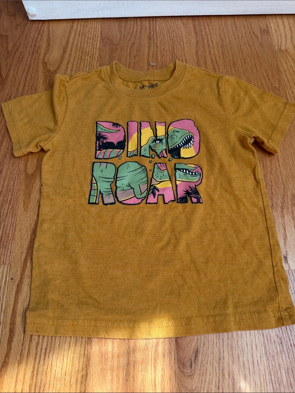 jumping beans Mustard Yellow Dino Roar Graphic Tee